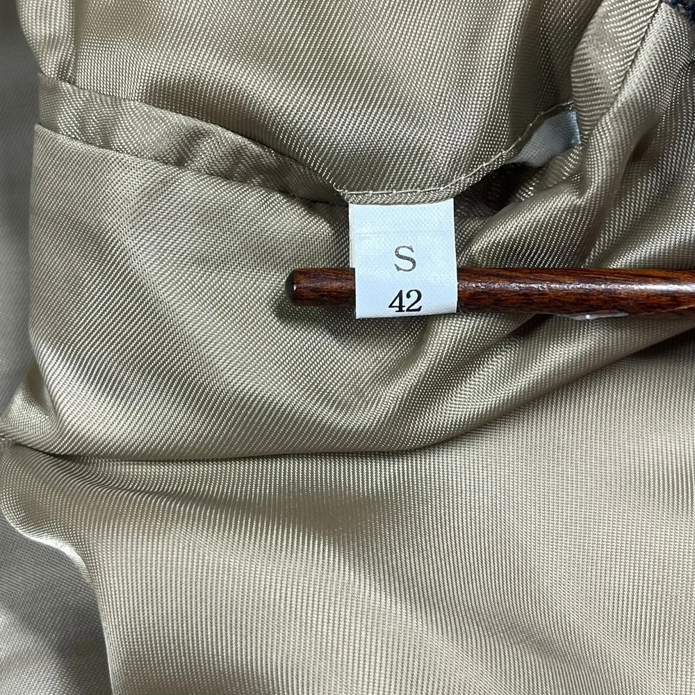Bill Blass Lambswool Blazer Mens 42S Brown Suede Elbow Patch Blazer Check Tweed